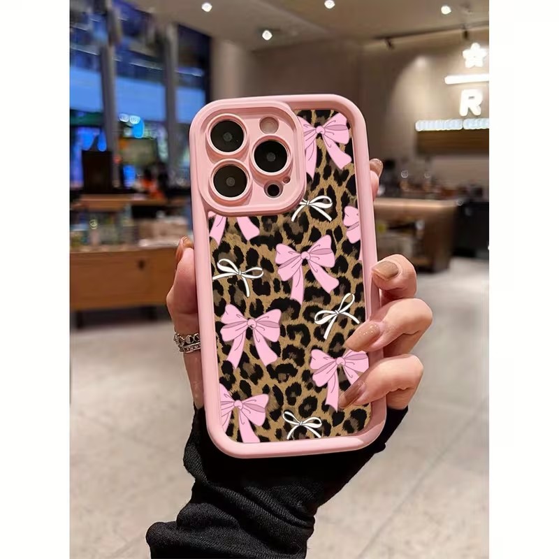 Apple Iphone 15 Pro Max - Leopard Print Bow Phone Case For