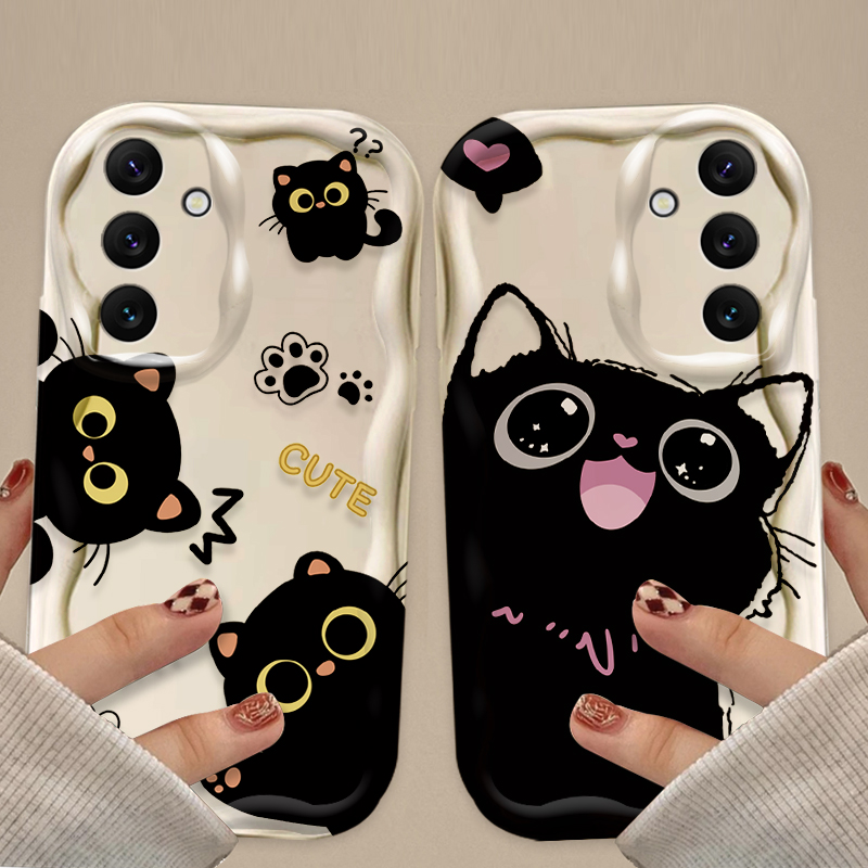 Cute Big Eyes Black Cat Case f - Samsung Galaxy A55 review and price